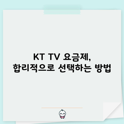 KT TV 요금제, 합리적으로 선택하는 방법