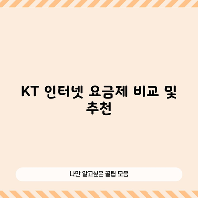 KT 인터넷 요금제 비교 및 추천