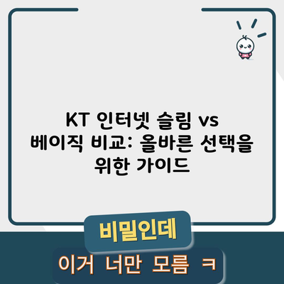 KT 인터넷 슬림 vs 베이직 비교: 올바른 선택을 위한 가이드