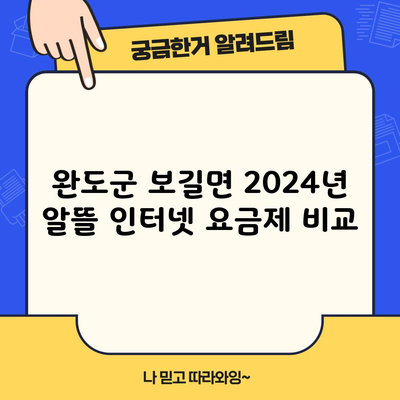 완도군 보길면 2024년 알뜰 인터넷 요금제 비교