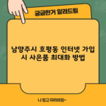 남양주시 호평동 인터넷 가입 시 사은품 최대화 방법