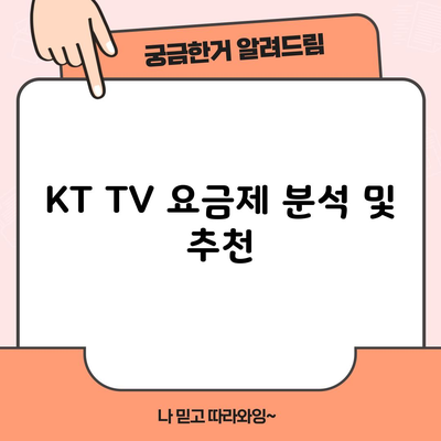 KT TV 요금제 분석 및 추천