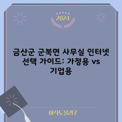 금산군 군북면 사무실 인터넷 선택 가이드: 가정용 vs 기업용