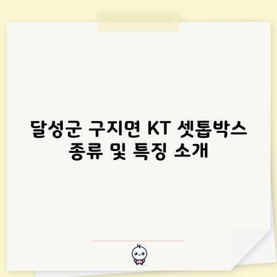 달성군 구지면 KT 셋톱박스 종류 및 특징 소개