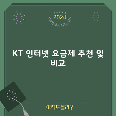 KT 인터넷 요금제 추천 및 비교