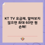 KT TV 요금제, 알아보지 않으면 최대 60만 원 손해!