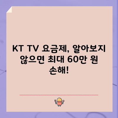 KT TV 요금제, 알아보지 않으면 최대 60만 원 손해!