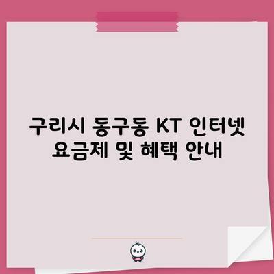 구리시 동구동 KT 인터넷 요금제 및 혜택 안내