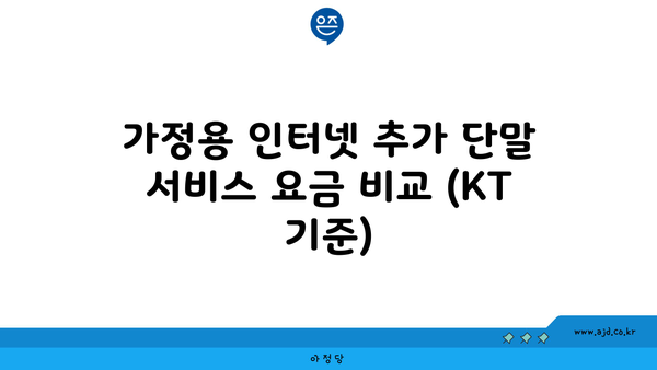 가정용 인터넷 추가 단말 서비스 요금 비교 (KT 기준)