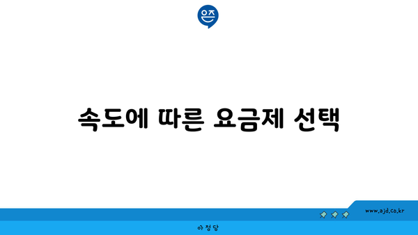 속도에 따른 요금제 선택