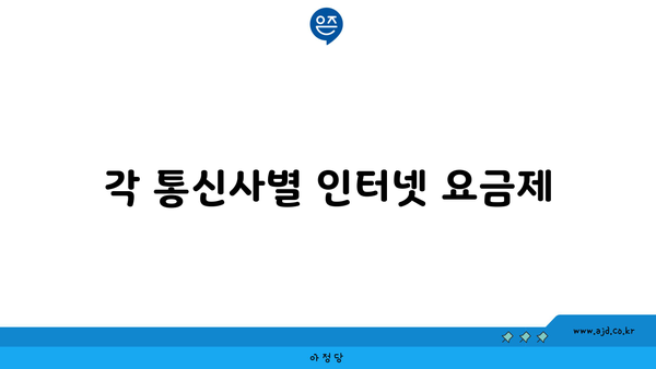 각 통신사별 인터넷 요금제