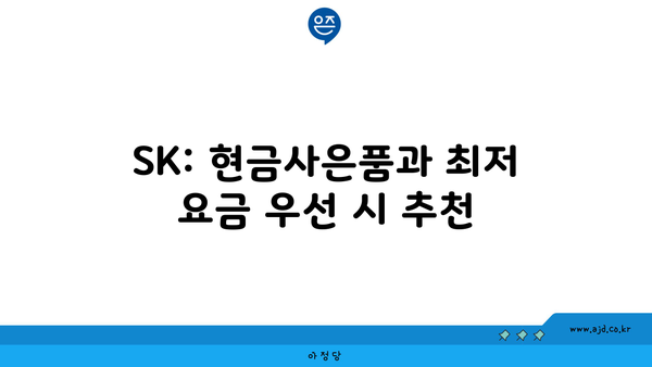 SK: 현금사은품과 최저 요금 우선 시 추천