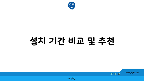 설치 기간 비교 및 추천