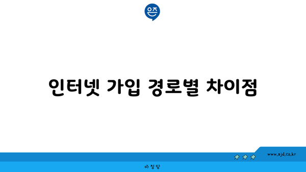 인터넷 가입 경로별 차이점