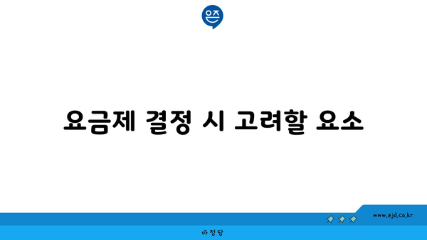 요금제 결정 시 고려할 요소