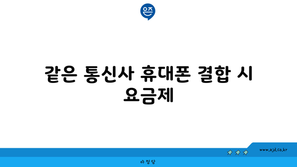 같은 통신사 휴대폰 결합 시 요금제