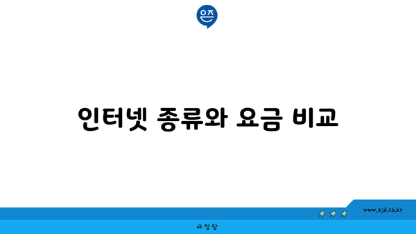 인터넷 종류와 요금 비교