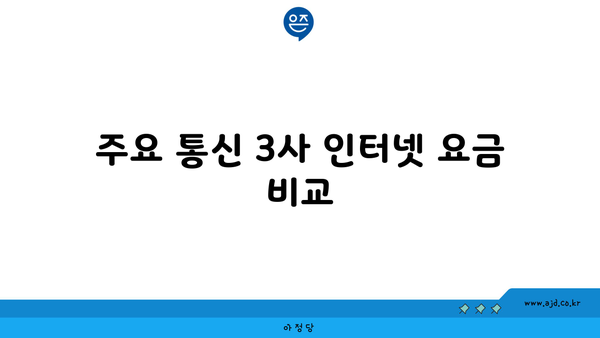 주요 통신 3사 인터넷 요금 비교