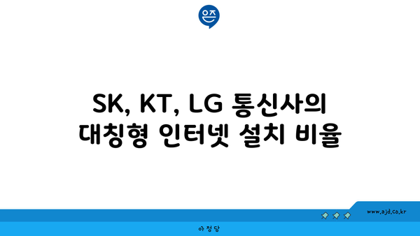 SK, KT, LG 통신사의 대칭형 인터넷 설치 비율