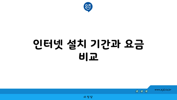 인터넷 설치 기간과 요금 비교