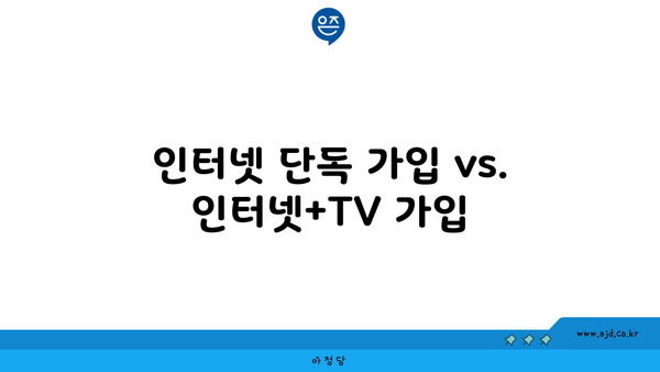 인터넷 단독 가입 vs. 인터넷+TV 가입