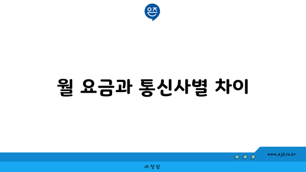 월 요금과 통신사별 차이