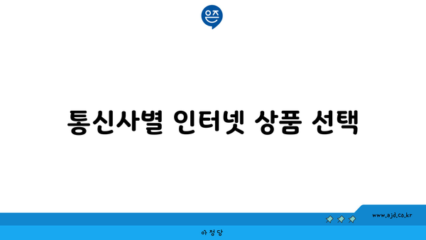 통신사별 인터넷 상품 선택