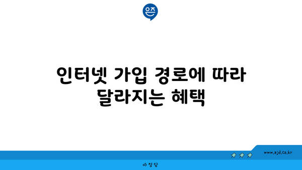 인터넷 가입 경로에 따라 달라지는 혜택