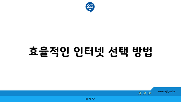 효율적인 인터넷 선택 방법