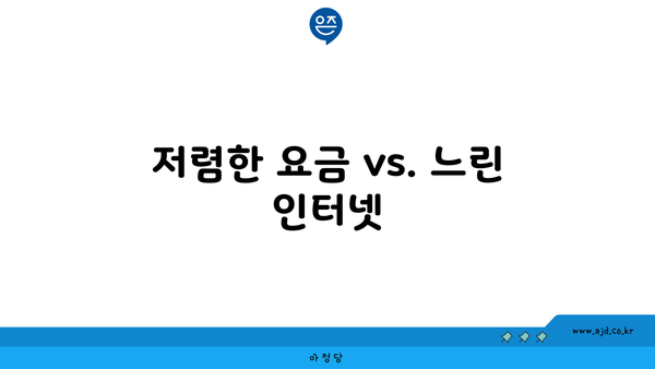 저렴한 요금 vs. 느린 인터넷