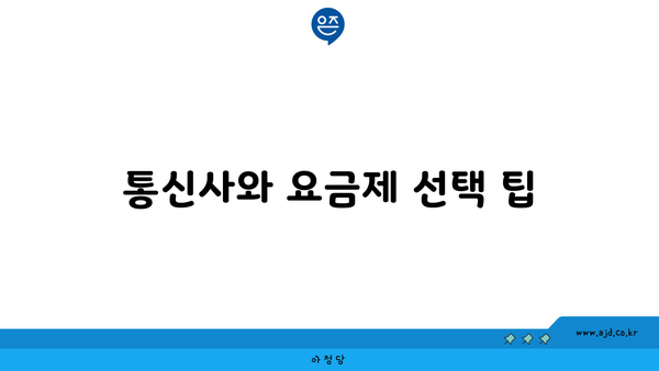 통신사와 요금제 선택 팁