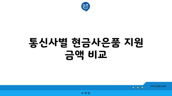 통신사별 현금사은품 지원 금액 비교