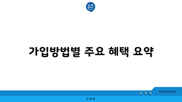 가입방법별 주요 혜택 요약