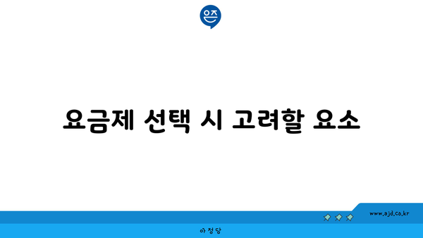 요금제 선택 시 고려할 요소