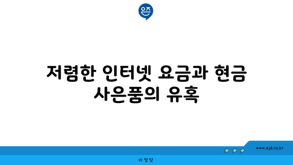 저렴한 인터넷 요금과 현금 사은품의 유혹