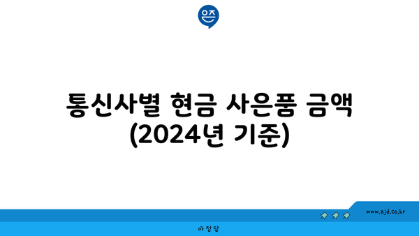 통신사별 현금 사은품 금액 (2024년 기준)