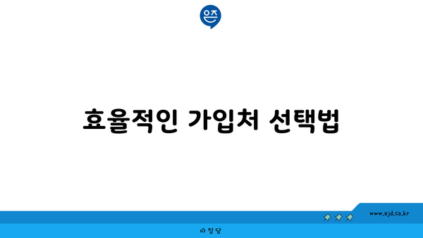 효율적인 가입처 선택법