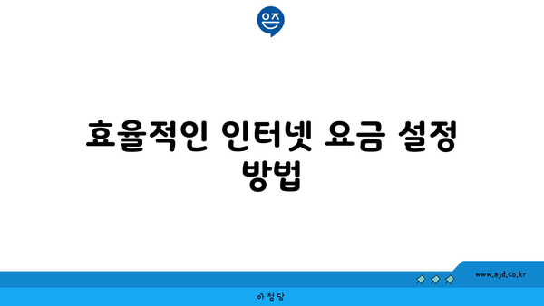 효율적인 인터넷 요금 설정 방법